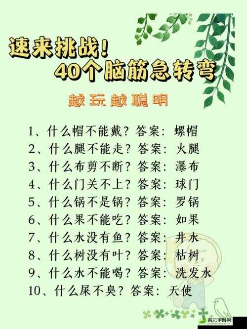 脑筋急转弯最新版，挑战思维极限，玩转脑筋急转弯！